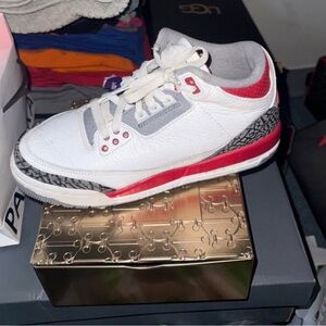 White and Red Athletic Sneakers